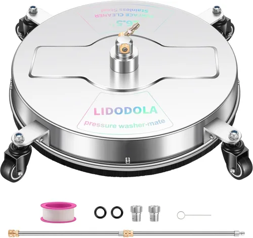Miniatura 18 de Limpiador de superficies a presión de 19" con 4 ruedas - Limpiador de superficies de acero inoxidable para accesorio de lavadora a presión