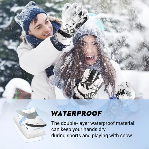 Miniatura 5 de ATERCEL Guantes de esquí para hombre y mujer, impermeables, 2022, guantes de nieve con pantalla táctil, guantes de snowboard para clima frío