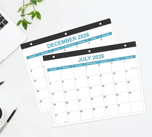 Miniatura 4 de Calendario 2026 para carpeta de 3 anillas, calendario de escritorio 2026-2027 de enero de 2026 a junio de 2027, calendario de 18 meses con papel Azul