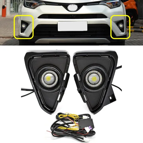 Miniatura 7 de Compatible con Toyota RAV4 2016 2017 2018 Faros LED DRL de circulación diurna para coche, intermitentes amarillos, luces diurnas que reemplazan