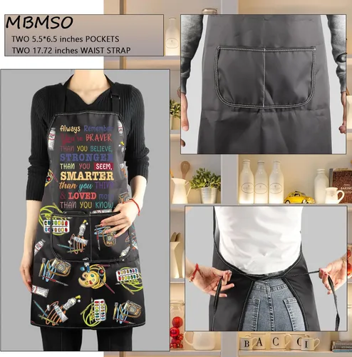Miniatura 3 de MBMSO Delantal de pintor de artista con bolsillos, regalo para pintores de arte, regalo para amantes del arte, regalo para profesores de arte