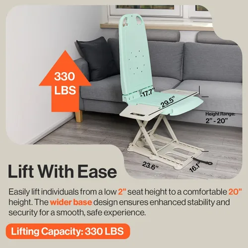Miniatura 7 de SuperHandy Elevador portátil de suelo y bañera: batería de 26 V 51.8 Wh, peso ligero de 19 libras, plegable, capacidad de 330 libras, elevación Azul