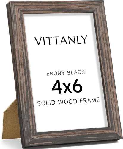 Miniatura 55 de Vittanly - Marco de fotos de 4 x 6 pulgadas de madera maciza con plexiglás, incluye paspartú de 3,5 x 5, para colgar en la pared o poner sobre una