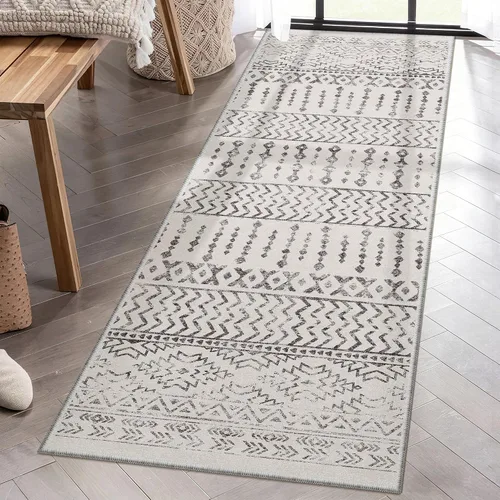 Miniatura 34 de Art&Tuft Alfombra de área de 8 x 10 pies, súper suave, ultrafina, marroquí, lavable, antideslizante, para sala de estar, plegable, geométrica, Gris