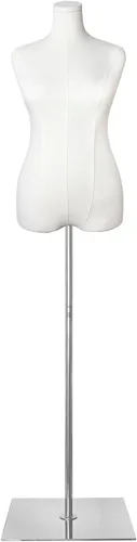Maniquí femenino Torso de talla grande para mujer, formas de vestido para coser cuerpo maniquí resistente base metálica plateada para ropa, vestido