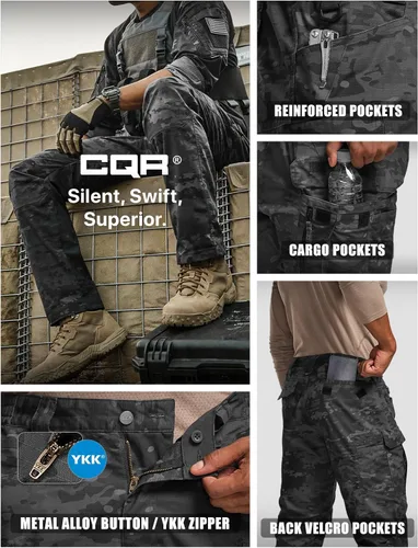 Miniatura 116 de CQR – Pantalones tácticos elásticos tipo cargo para hombre, resistentes al agua, de tela ripstop (antidesgarros), ligeros, ideales para uso diario