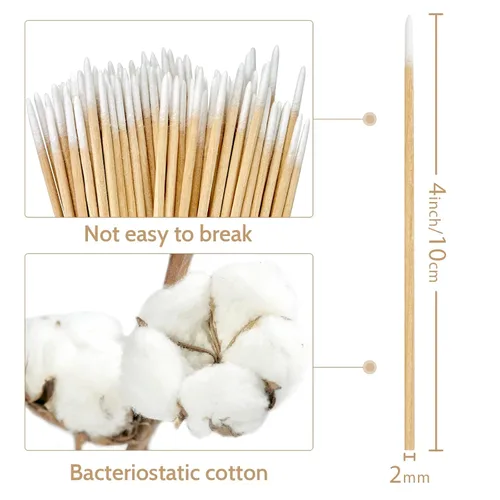 Miniatura 2 de 200 hisopos de algodón puntiagudos, hisopos de algodón microblading de precisión de 4 pulgadas, micro palos para suministros de uñas, maquillaje