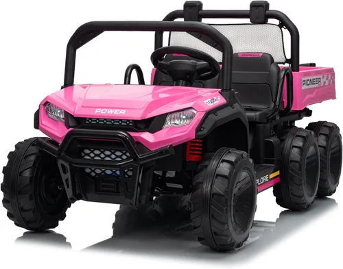Camión volquete eléctrico de 24 V 4WD para niños, 2 plazas con control remoto parental, 3 velocidades, auto de juguete todoterreno todoterreno para