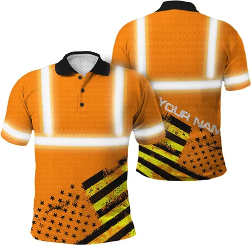 Miniatura 23 de Polo reflectante con bandera de camuflaje de alta visibilidad para hombres y mujeres, polo de seguridad para trabajo, patriótico Polo 03