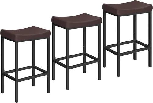 Miniatura 11 de HOOBRO Taburetes de bar, juego de 2 sillas de bar, taburetes de altura de mostrador, taburetes de sillín con superficie curva, 24.8 pulgadas