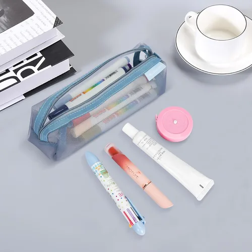 Miniatura 2 de Colorlife Bolsa de malla para bolígrafos, paquete de 3 bolsas de malla con cremallera, estuche organizador multifuncional para lápices, bolsa de 3