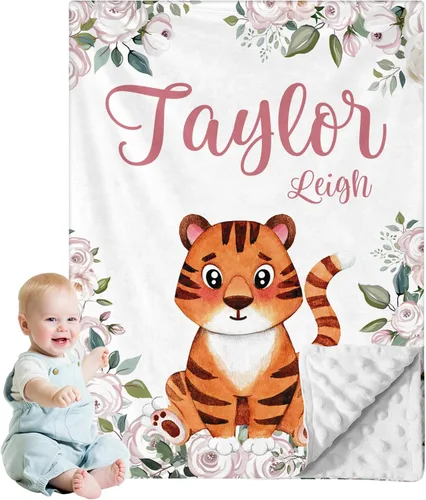 Miniatura 21 de Manta de bebé personalizada para niños, nombre personalizado con diseños de ratón, franela suave con respaldo de puntos de doble capa, manta 19 Ratón