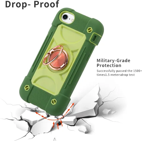 Miniatura 4 de Funda para iPhone Se3/iPhone Se2, iPhone 6/6S, iPhone 7/iPhone 8 de 4.7 pulgadas con soporte de anillo, con 2 protectores de pantalla resistentes