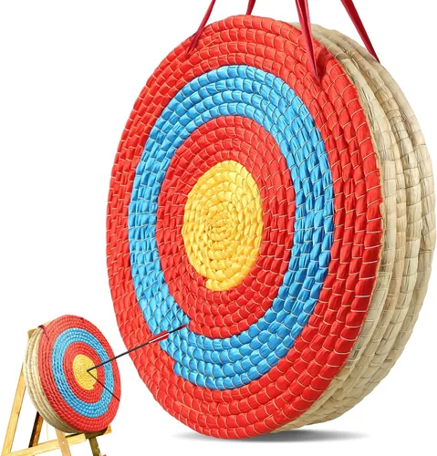 Miniatura 10 de VEVOR Straw Archery Targets, 20" Round Archery Target for Backyard, Traditional Solid Straw, Red