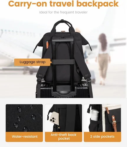 Miniatura 5 de Mochila para portátil para mujeres, mochila de trabajo, mochila de viaje, mochila de conmutador, mochilas escolares universitarias, 15,6 pulg.