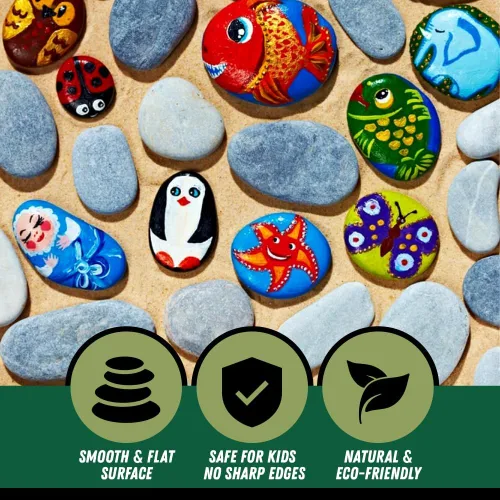 Miniatura 2 de PGN - 20 rocas grandes de río para pintar, estimula la creatividad de tus hijos con nuestras rocas de pintura para niños, planas y suaves, pintura