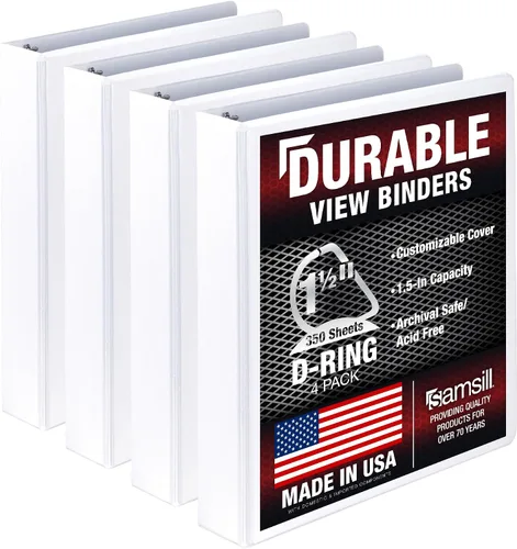 Miniatura 171 de Samsill Carpeta duradera de 1.5 pulgadas, fabricada en los Estados Unidos, carpeta de anillos en D, carpeta transparente personalizable, color rojo