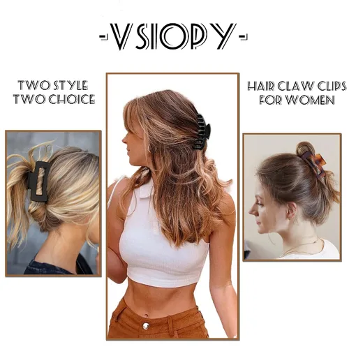 Miniatura 2 de 6 pinzas para el cabello de garra cuadrada mate medianas y grandes para mujeres: estilo versátil para cabello grueso y fino