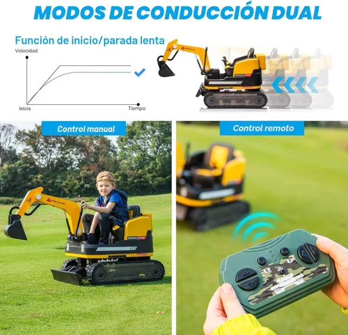 Miniatura 3 de JOYLDIAS Retroceder y avanzar en 360 grados, excavadora y bulldozer para montar, juguete con batería de 12V12AH, retroexcavadora con diseño