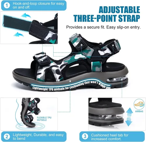 Miniatura 2 de visionreast Sandalias para niños con estampado de camuflaje para niños, sandalias deportivas de moda para exteriores, sandalias atléticas
