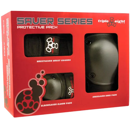Miniatura 7 de Triple Eight Saver Series - Juego de protectores de rodillas, codos y muñecas (talla S, color negro)