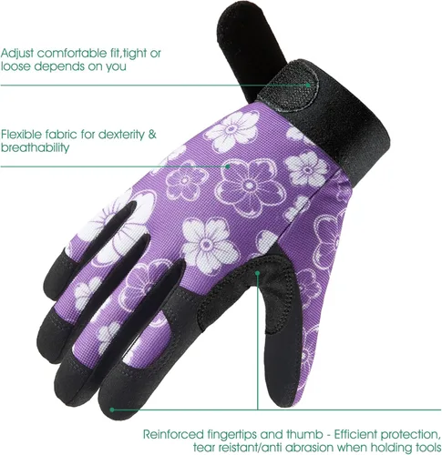 Miniatura 2 de COOLJOB Guantes medianos de trabajo de jardinería para mujeres y damas, a prueba de espinas para poda de rosas, manejo de cactus, plantación