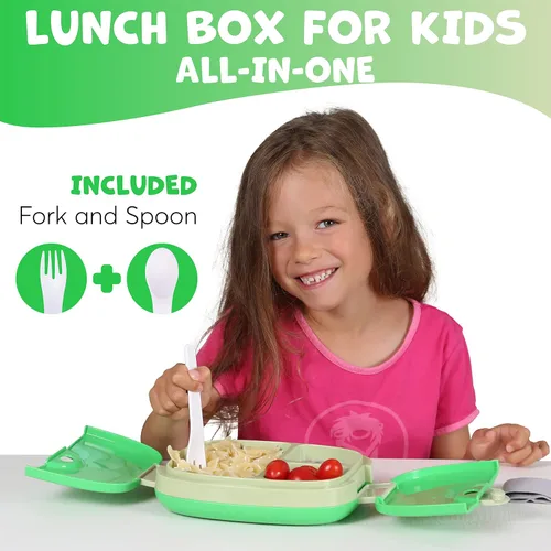 Miniatura 2 de Umami Lonchera Bento todo en 1 para niños, paquete de hielo y utensilios incluidos, 100% a prueba de fugas y sin BPA, lonchera favorita de los Azul