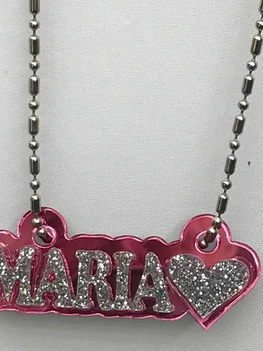 Miniatura 6 de MIRROR MANIA Collar con nombre personalizado con placa de nombre, aspecto de diamante, hecho a pedido, deslumbrante e impresionante, Acrílico