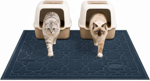 Miniatura 9 de Yimobra Tapete de arena para gatos, 24"x20" tapete con malla de bloqueo de arena, tapete suave para arena para gatos tapete atrapa arena, fácil