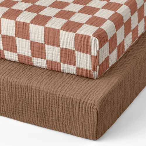 Miniatura 20 de Blissful Diary Sábanas de moisés de muselina para bebés, niñas y niños, de algodón suave bohemio, ajustadas para colchón rectangular ovalado de Sol