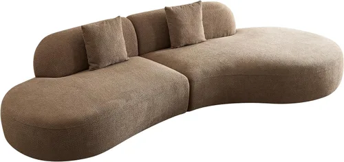 Miniatura 8 de Sofá seccional curvo de 135.4" (344 cm), sofá chaise moderno y cómodo tapizado en bouclé, sofá seccional modular de espuma viscoelástica de asiento