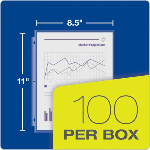 Miniatura 4 de Oxford - Fundas protectoras de hojas, acabado transparente, carga superior, fundas de plástico tamaño carta, reforzadas con perforación de 3