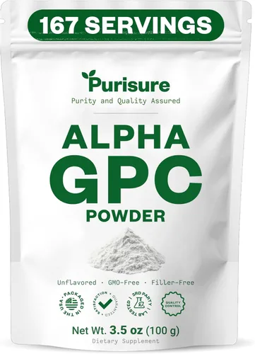 Miniatura 8 de Purisure Alpha GPC en polvo, 0.88 oz, suplemento de colina pura Alpha GPC para cerebro y enfoque, suplementos de colina CDP para rendimiento