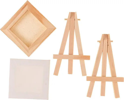Miniatura 3 de Paquete de fiesta mini lienzos con caballete, 4 piezas, para artistas principiantes, ideal para bellas artes, manualidades, decoración del hogar