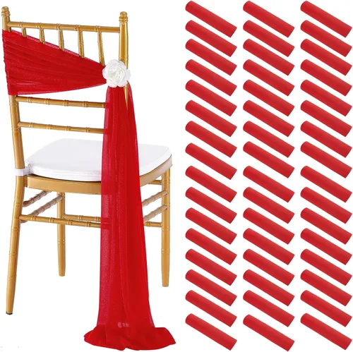 Miniatura 35 de Fanqisi 16 cintas para sillas con cintas de 8 pies de largo, cortinas de tela suave para decoración de bodas, iglesias, sillas, pasillos