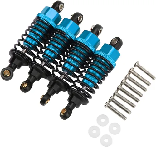 Miniatura 7 de Amortiguadores RC, paquete de 4 amortiguadores de aleación de aluminio con diseño roscado para TT-01 TT-02 TA05 RC coches (azul)