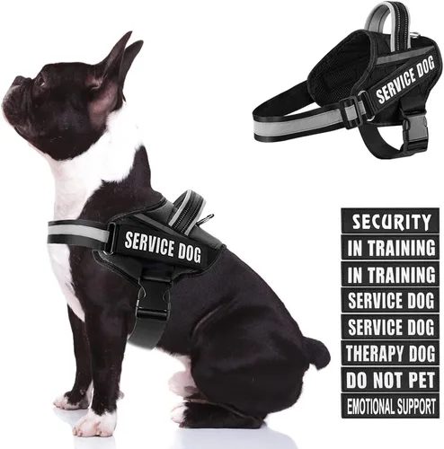 Miniatura 16 de Juego de arnés y parches para chaleco de perro, arnés para perro de servicio en entrenamiento Animire con 10 parches para perros, chaleco Rosa