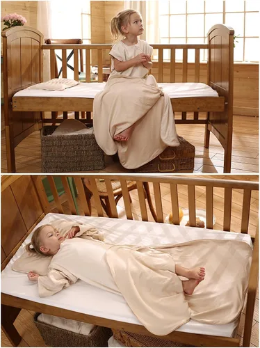 Miniatura 6 de Saco de dormir orgánico para bebé, manta de manga desmontable para otoño 2.5 Tog para 60-68℉
