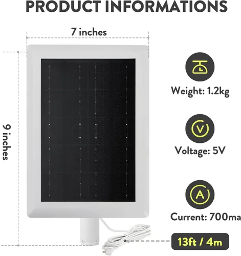 Miniatura 2 de Panel Solar Ring (2ª Generación), Paquete de 2 Cargador de Panel Solar Ring de 5W con Soporte y Cable de Extensión de 12 Pies para Cámara Stick Up