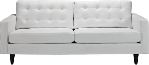 Miniatura 4 de Modway Empress Mid-Century - Sofá de dos plazas tapizado de cuero en color blanco