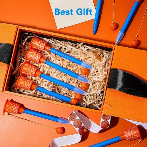 Miniatura 5 de Zonon 9 bolígrafos de aro de baloncesto a granel, regalos de fiesta de baloncesto para deportes, fiesta de cumpleaños, suministros de club