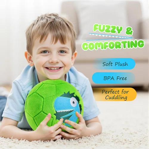 Miniatura 2 de Balón de fútbol interior para niños pequeños, juguetes de peluche suaves de 7.8 pulgadas, pelota de juego inflable con bomba para bebés y niños