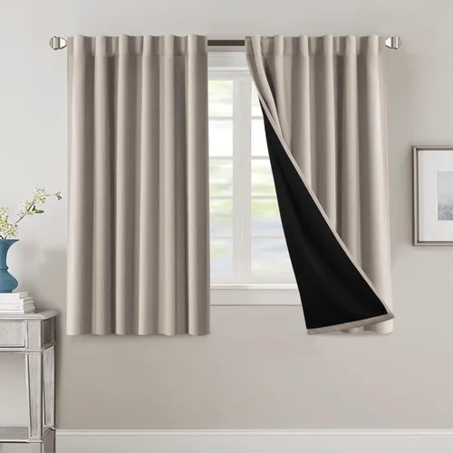 Miniatura 113 de H.VERSAILTEX Cortinas 100% opacas para dormitorio con forro negro, cortinas de oscurecimiento de habitación completa, con aislamiento térmico