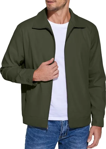 Miniatura 7 de COOFANDY Chaqueta ligera con cremallera para hombre Eisenhower para trabajo, oficina, casual, para golf