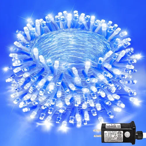 Miniatura 32 de Guirnalda de 120 luces LED rojas impermeables para exteriores, luces de Navidad rojas de 40 pies, 8 modos, cable transparente, guirnalda de luces