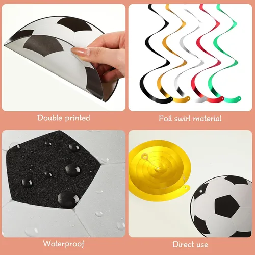 Miniatura 3 de Dianelhall 30 juegos de decoraciones de remolinos colgantes para fiestas deportivas, baloncesto, fútbol, béisbol, tenis, serpentinas de techo