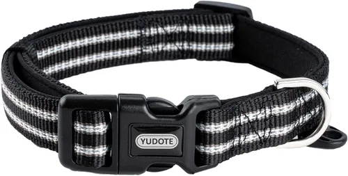 Miniatura 11 de Collar de nailon reflectante para perro con acolchado de neopreno transpirable, ajustable para perros pequeños (9.8 a 15 pulgadas, morado)