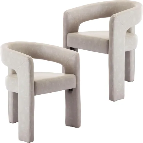 Miniatura 29 de BESTANO Sillas de comedor modernas tapizadas en terciopelo de vellón con respaldo abierto, lindas sillas laterales de barril, sillas de cocina