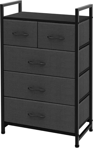 Miniatura 9 de Unidad organizadora de tela con 5 cajones, fácil montaje, torre de almacenamiento vertical para armario, dormitorio, entrada, beige
