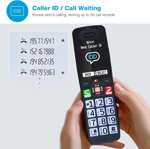 Miniatura 12 de AT&T Teléfono inalámbrico DECT 6.0, 3 auriculares, bloqueador de llamadas inteligente, conexión Bluetooth a celda, contestador automático, pantalla